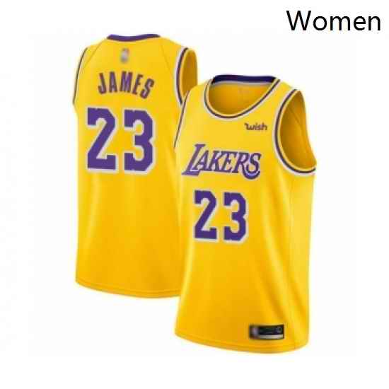 Womens Los Angeles Lakers 23 LeBron James Swingman Gold Basketball Jerseys Icon Edition